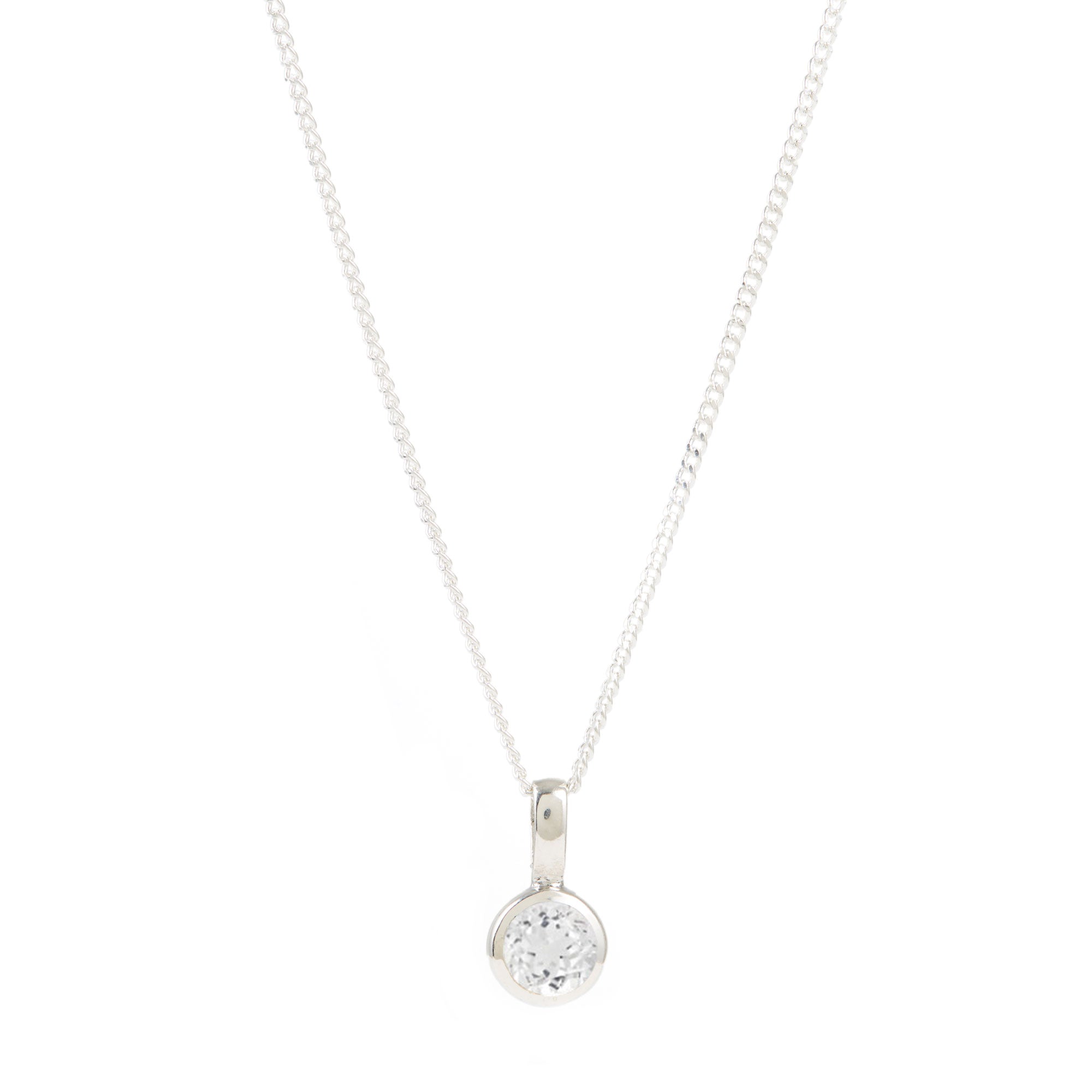 April Birthstone Charm Necklace - White Topaz