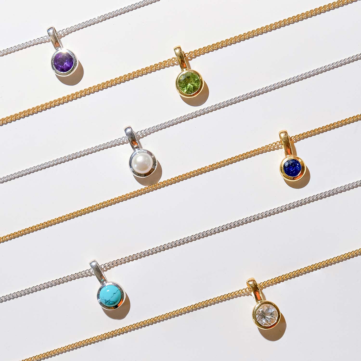Birthstone Necklaces, Sterling Silver Birthstone Necklaces, Gold Birthstone Necklaces, Gemstone Birthday Necklaces
