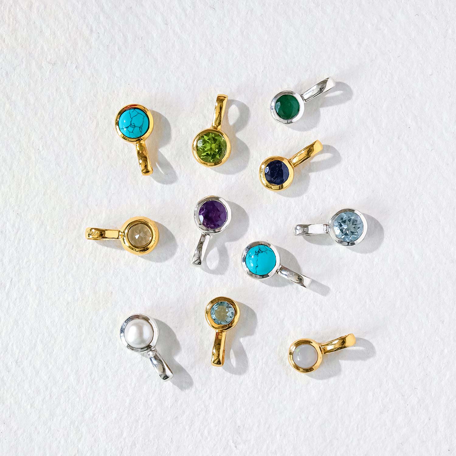Birthstone Charm Pendants, Silver Birthstone Pendants, Gold Birthstone Pendants, Gemstone Birthstone Pendants, Genuine Birthstone jewellery