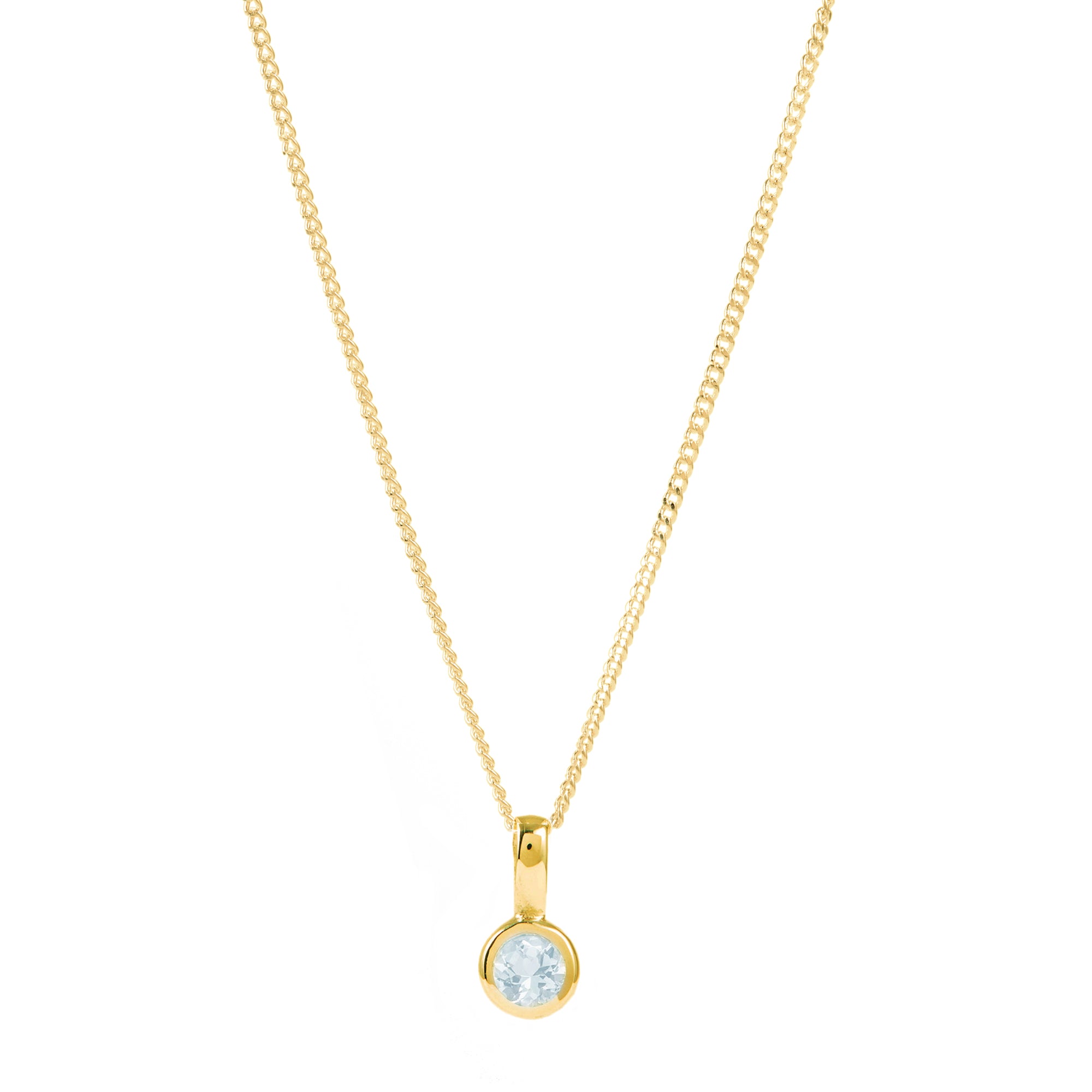 March Birthstone Charm Necklace - Aquamarine