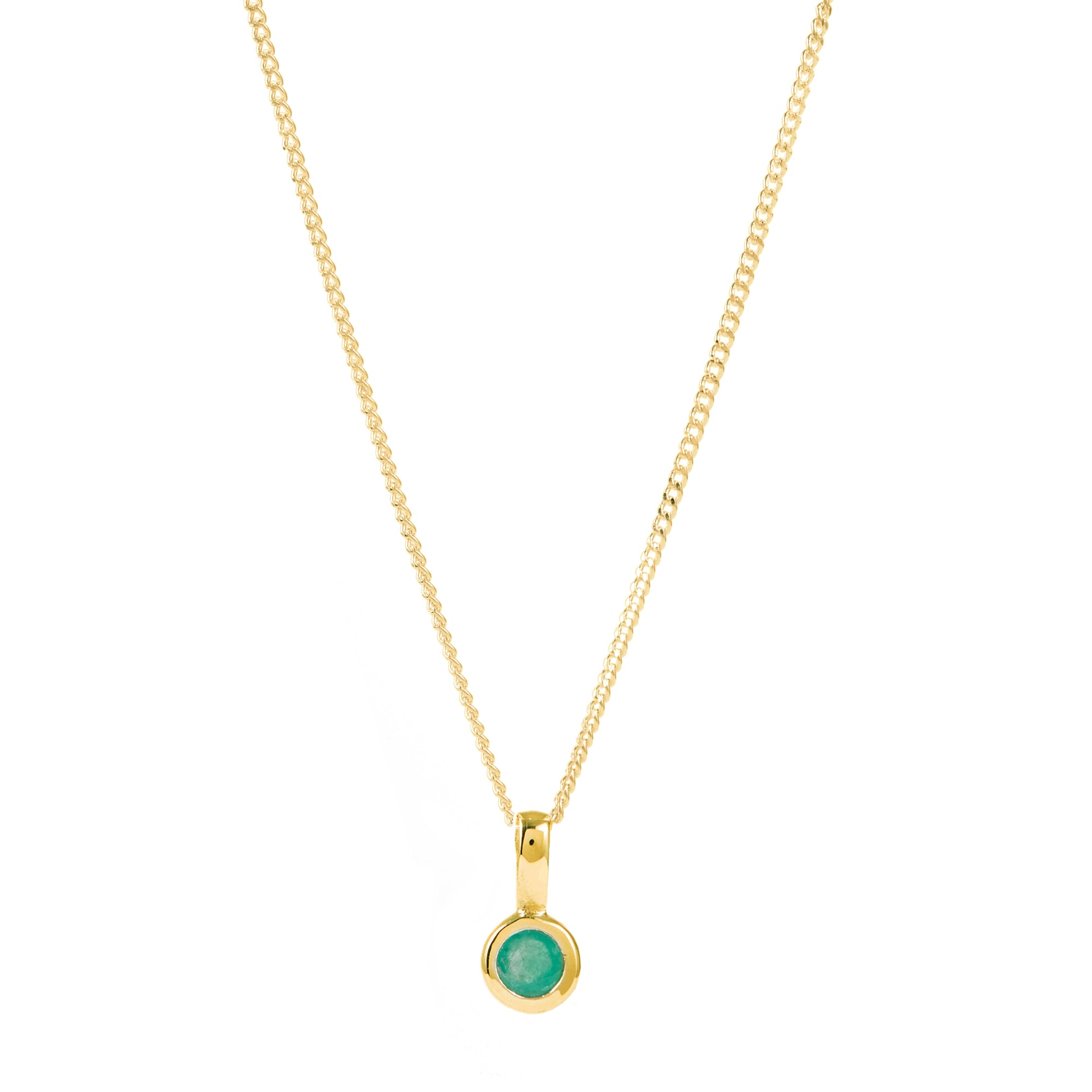 May Birthstone Charm Necklace - Emerald