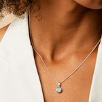 November Blue Topaz Gemstone Birthstone Pendant Necklace