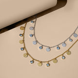 Lakshmi Blue Topaz Hammered Disc Necklaces