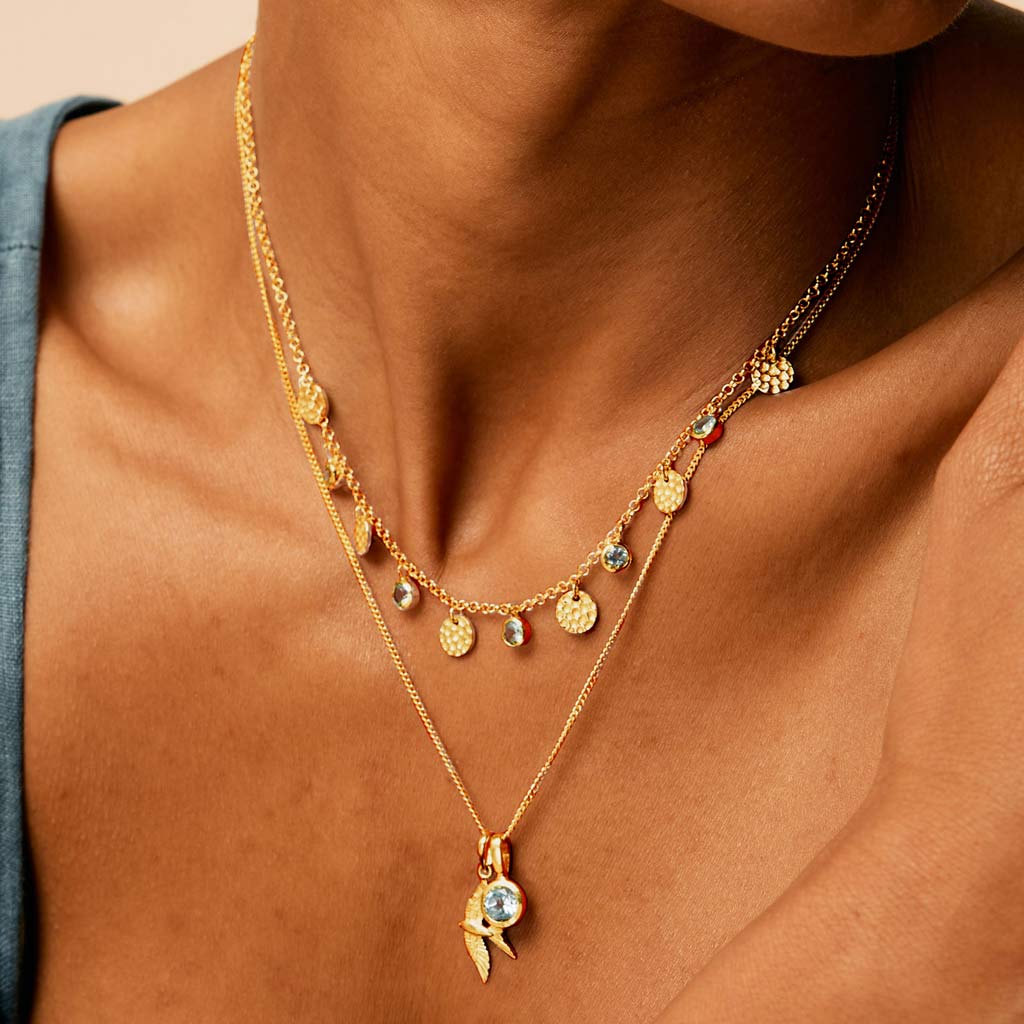 Gold Blue Topaz Necklaces