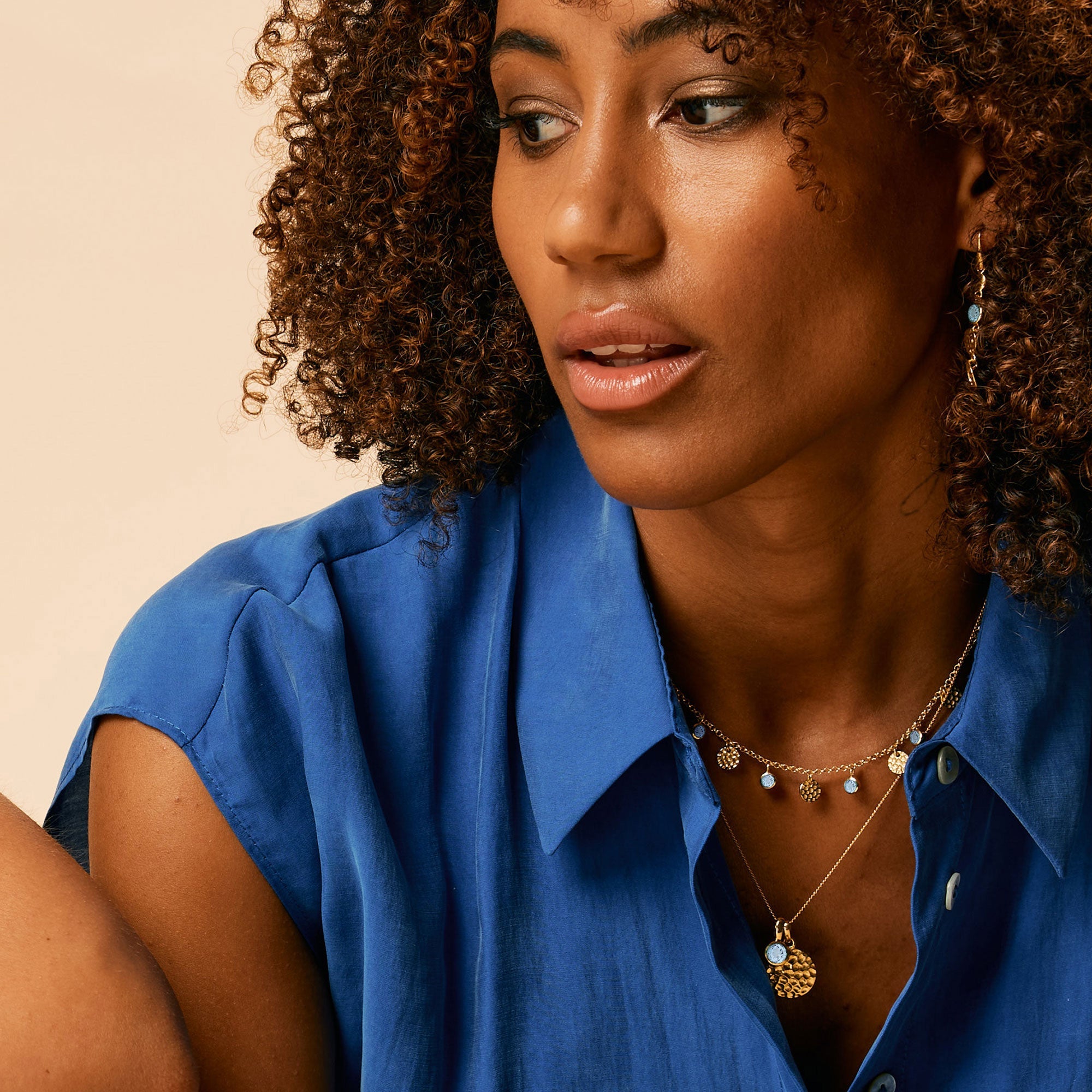 Lakshmi Necklace - Gold Blue Topaz