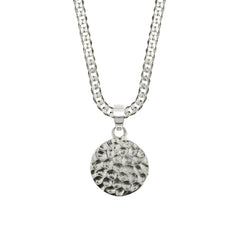 Silver Hammered Disc Men's Necklace