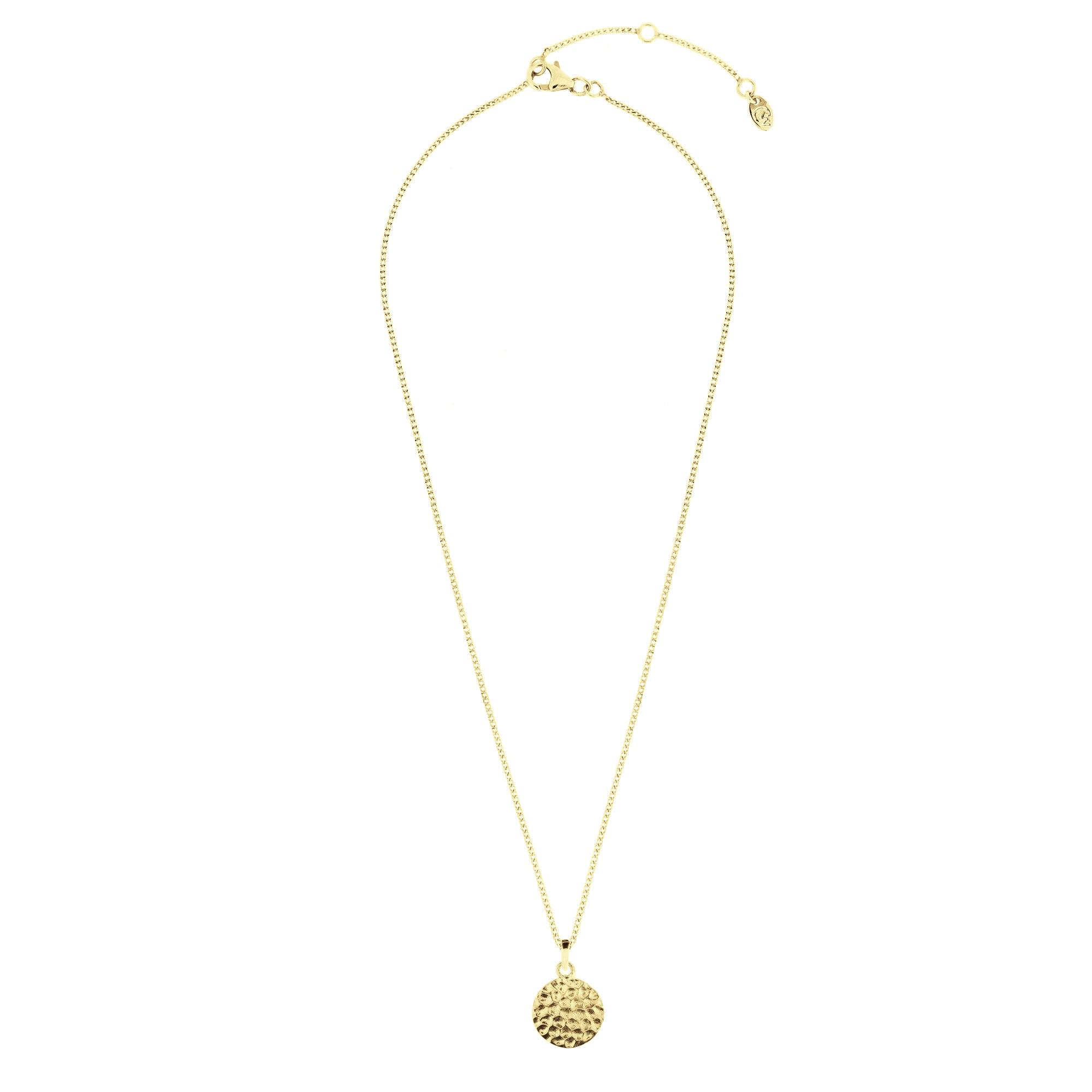 Handmade hammered disc necklace in gold