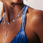 Blue gemstone beaded necklace, blue beaded necklace, blue gemstone necklace, amazonite beaded necklace, silver coin beaded necklace