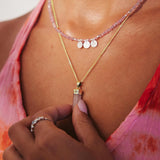 Rose Quartz Gold Bullet Necklace