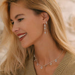 Sterling silver handmade charm necklace, Symbolic silver charm necklace, Silver gemstone charm necklace, threader earrings