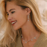 Sterling silver handmade charm necklace, Symbolic silver charm necklace, Silver gemstone charm necklace, threader earrings