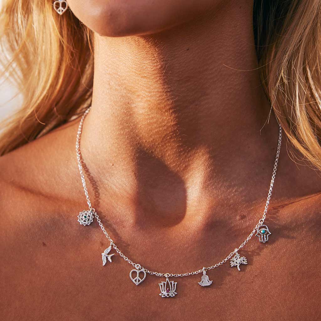 Silver Peace Charm Necklace