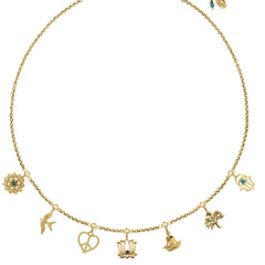 Peace, Love And Freedom Charm Necklace - Gold