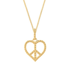 Peace Heart Gold Necklace