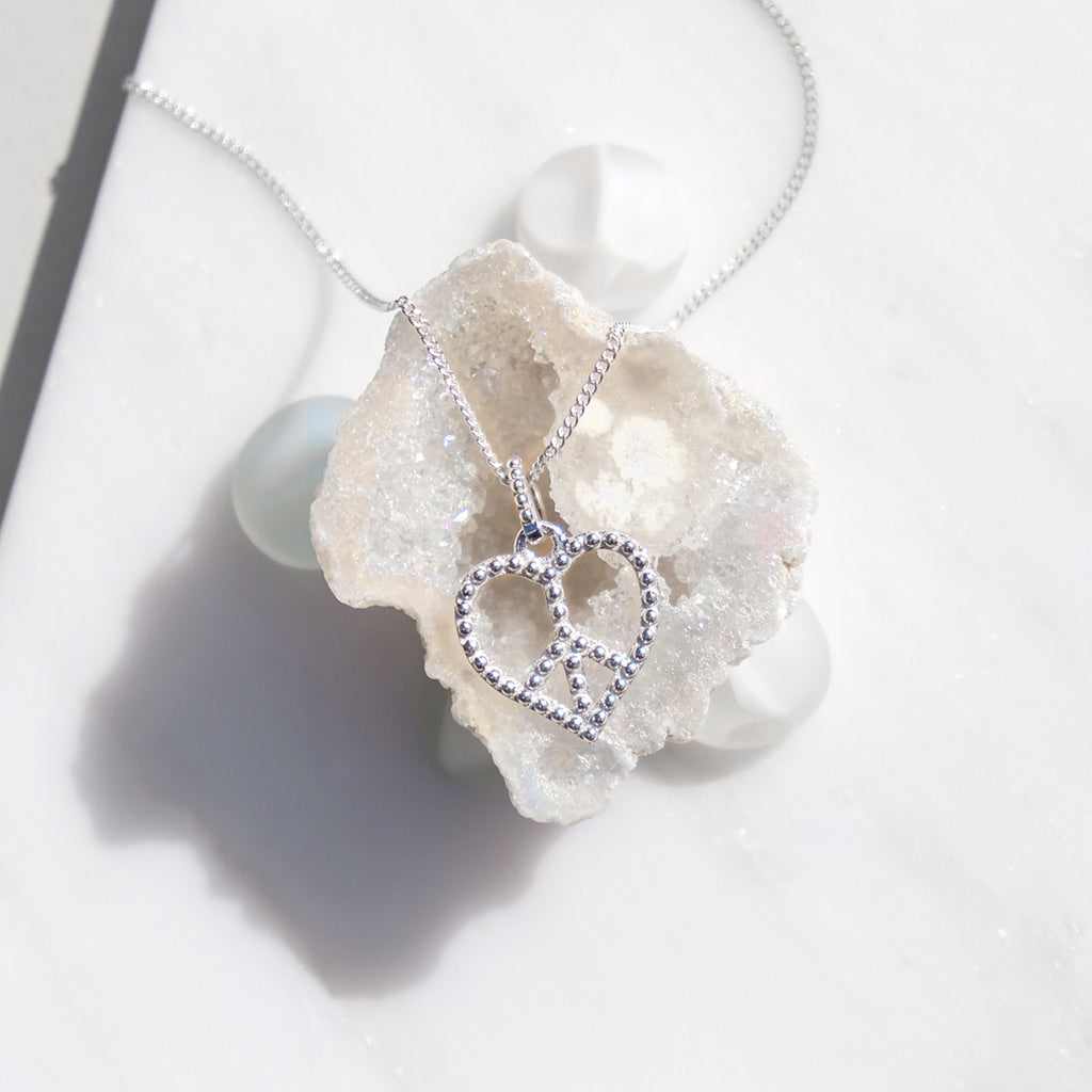 Silver Peace Heart Necklace