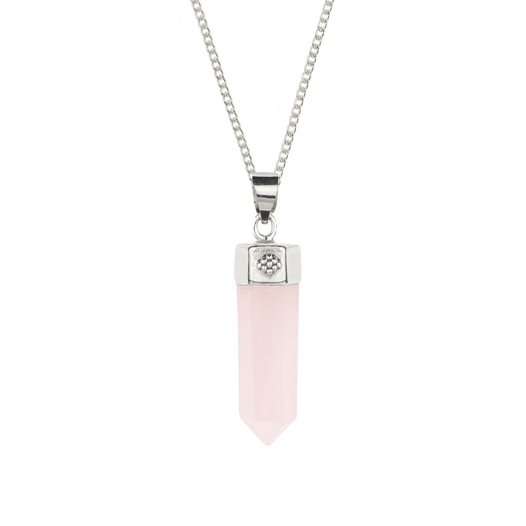 Rose Quartz Bullet Necklace, Rose Quartz Crystal Necklace, Healing Rose Quartz Necklace