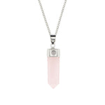 Rose Quartz Bullet Necklace, Rose Quartz Crystal Necklace, Healing Rose Quartz Necklace