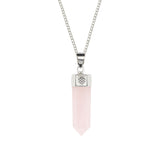 Rose Quartz Bullet Necklace, Rose Quartz Crystal Necklace, Healing Rose Quartz Necklace