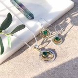 GREEN ONYX INFINITY NECKLACE AND EARRINGS SET