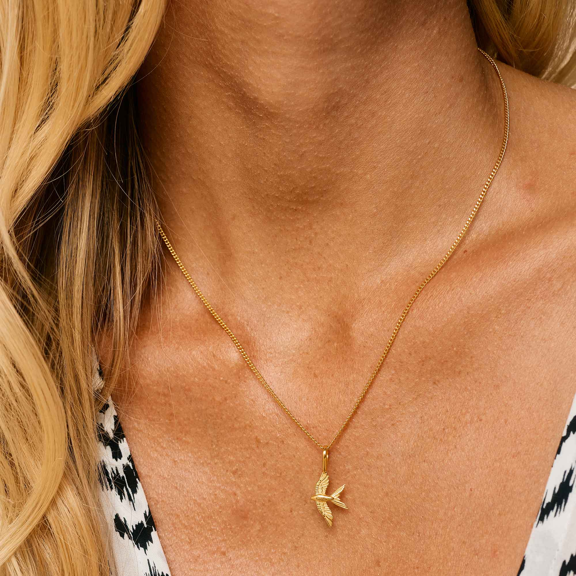 Gold Swallow in Flight Necklace