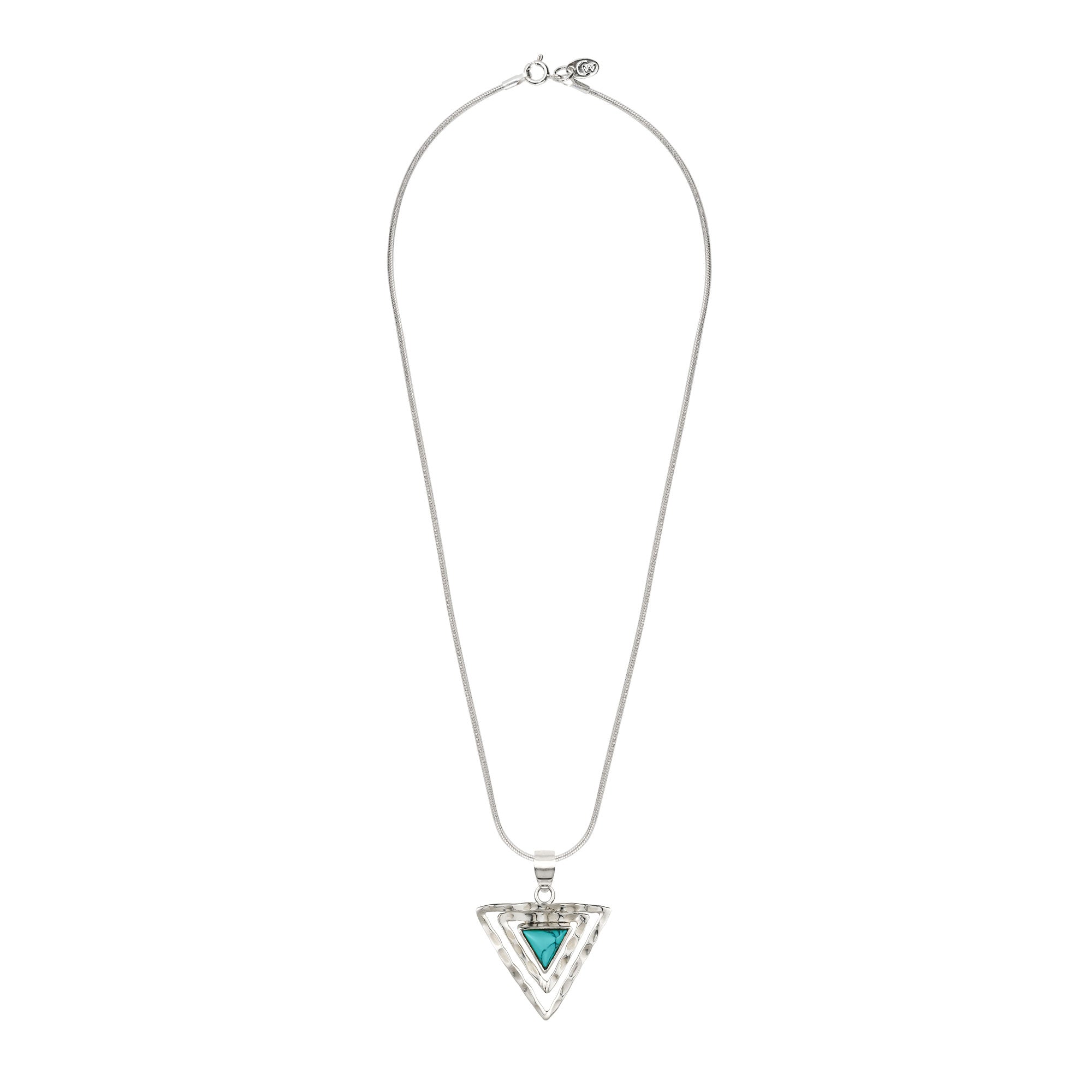 Silver Turquoise Triangle Necklace 