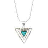 Silver Turquoise Triangle Necklace 