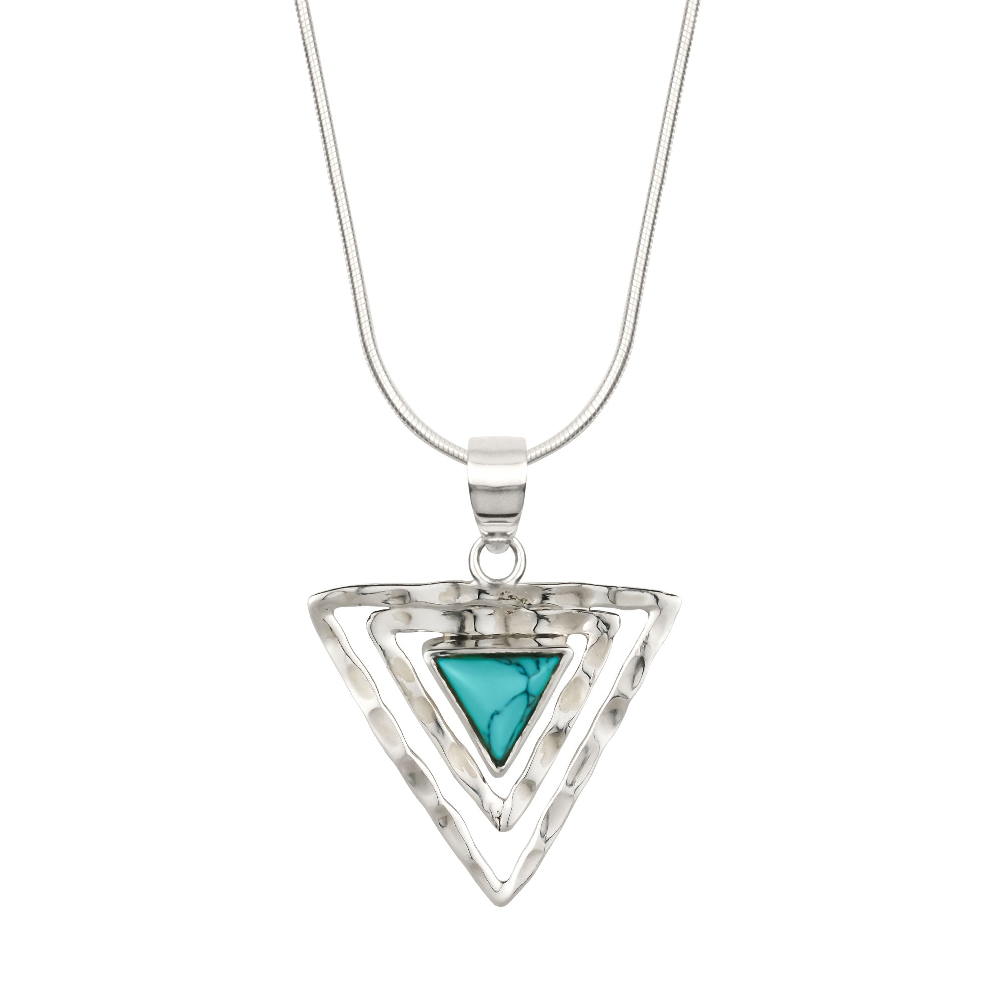 Silver Turquoise Triangle Necklace 