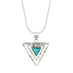 Silver Turquoise Triangle Necklace 