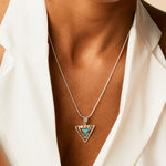 Silver Turquoise Triangle Necklace 