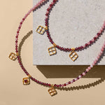 Garnet Gemstone Charm Necklace and bracelet