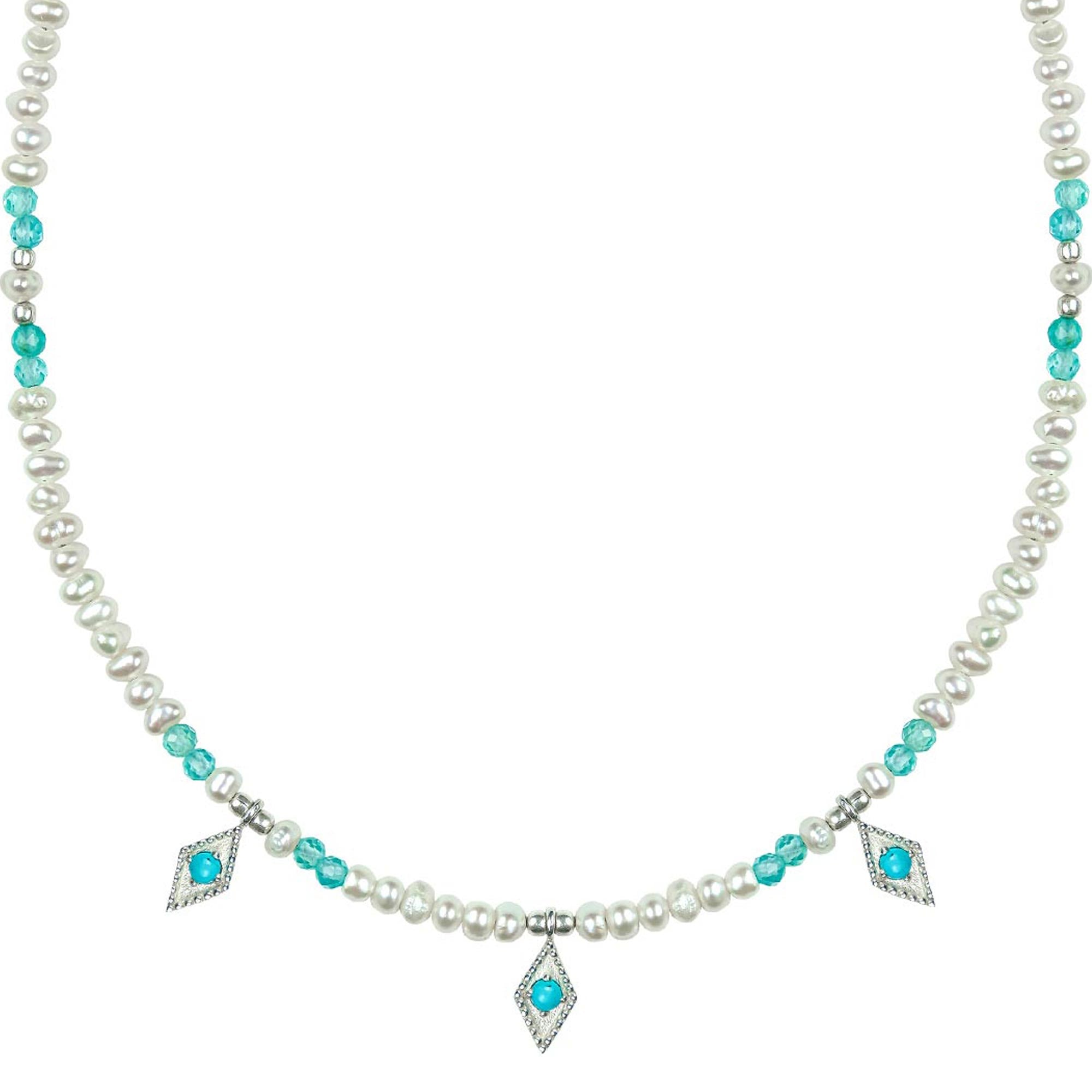 Pearl and Apatite Beaded Necklace