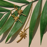 Gold Plated Palm Tree Necklace and Earrings