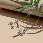 Silver Palm Tree Stud Earrings and necklace