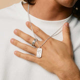 Palm Tree Silver Dog Tag Men's Pendant