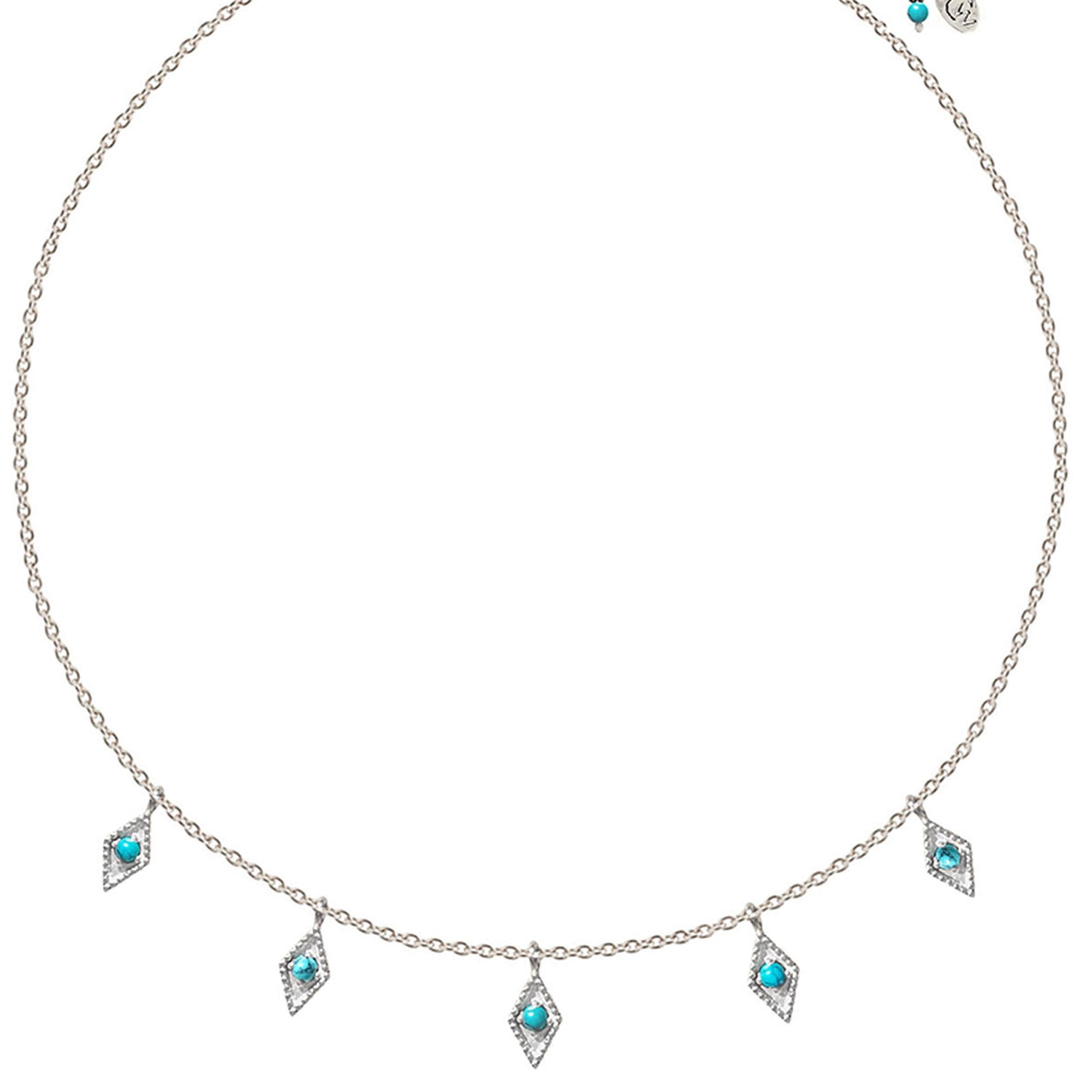 Turquoise Silver Charm Necklace