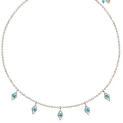 Turquoise Silver Charm Necklace