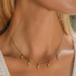 Gold and Blue Topaz Diamond Shape Necklace