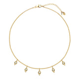 Gold and Blue topaz Charm Necklace