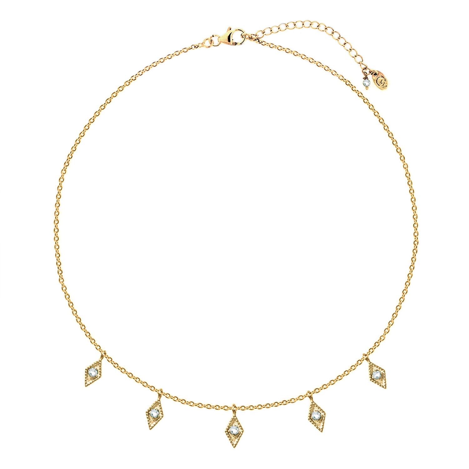 Gold and Blue topaz Charm Necklace