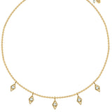 Gold necklace with blue topaz diamond charms