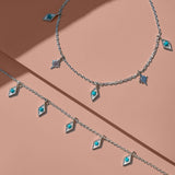 Silver and Turquoise Charm Necklace and Anklet