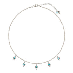 Silver and Turquoise Charm Necklace