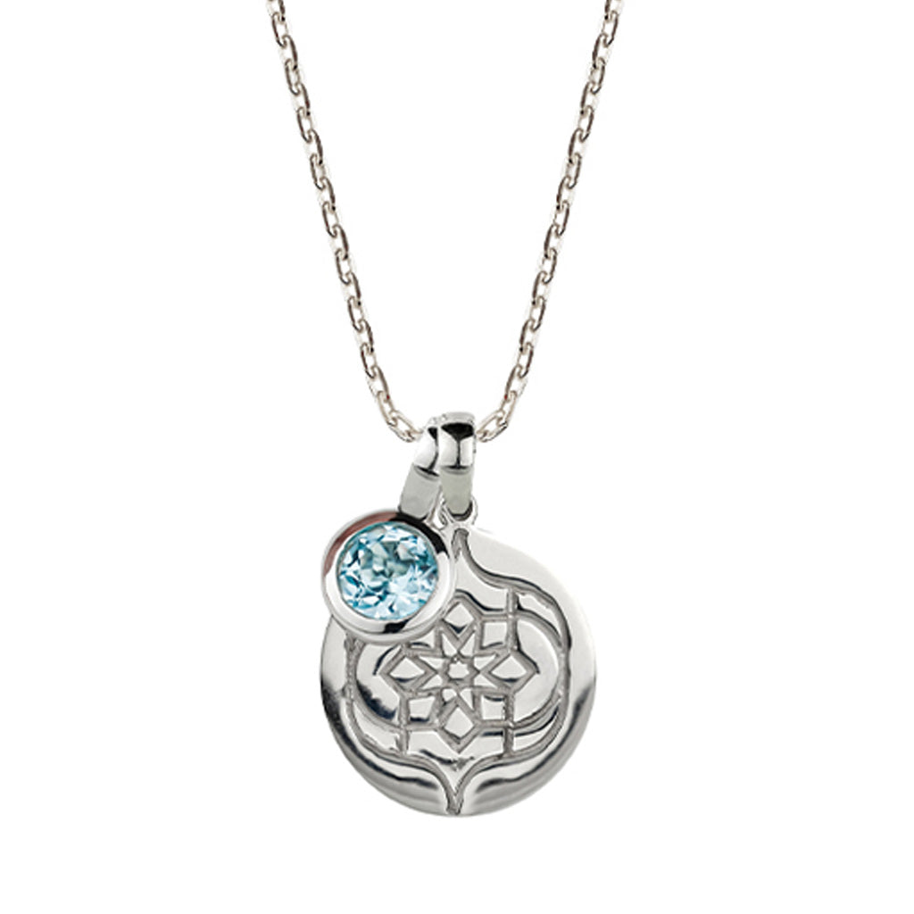 Silver Unisex Pendant Necklace with Birthstone charm