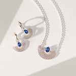 Silver Kyanite Fan Hoop Earrings and Necklace