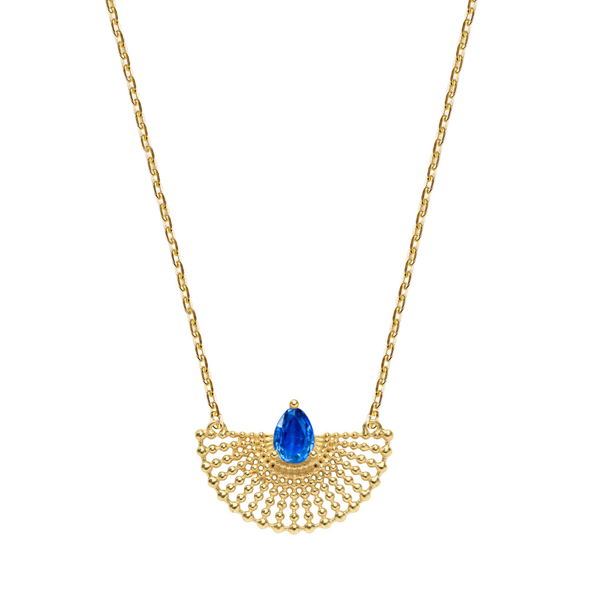 Surya Gold Plated Kyanite Fan Necklace