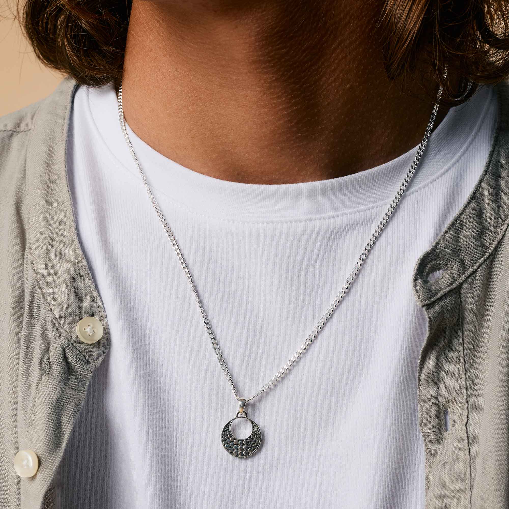 Men's Surfer Style Silver Necklace