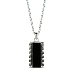 Men's Black Onyx Dog Tag Necklace