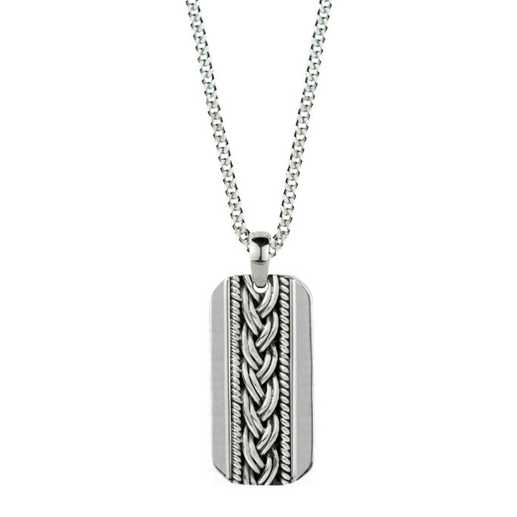 Silver Men's Celtic Knot Dog Tag Necklace