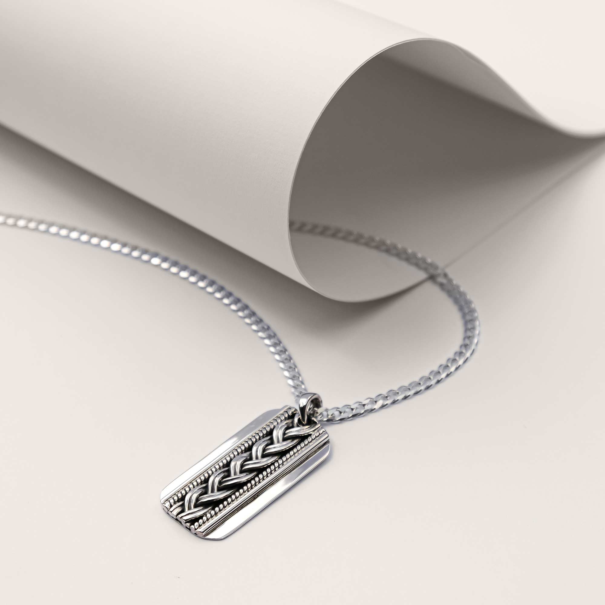 Silver Celtic Knot Dog Tag Necklace