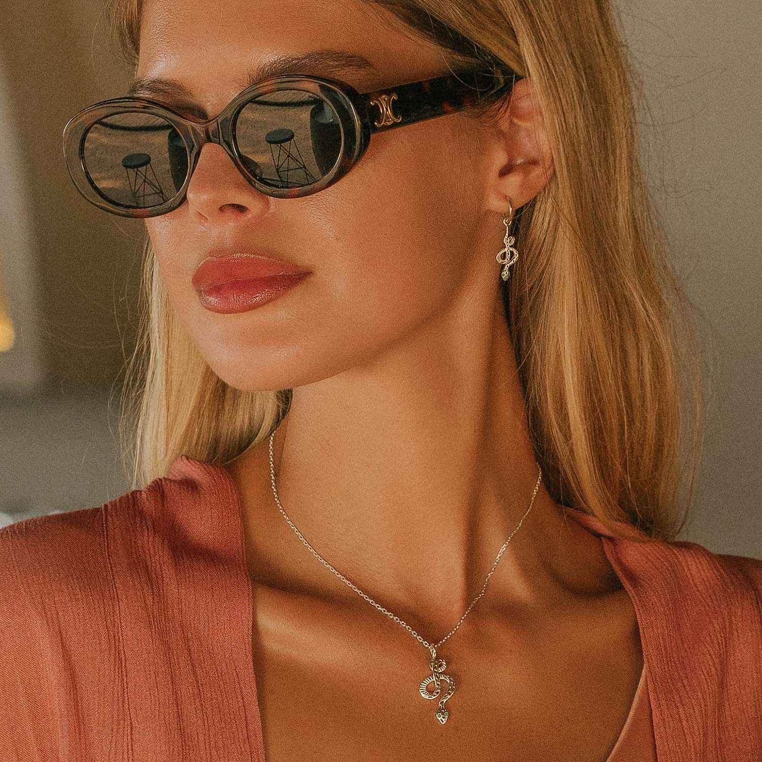 Sterling Silver Snake Necklace and Earrings Set, Silver Snake Pendant, Silver Snake Necklace, Silver Snake Set, Ethical Sustainable Jewellery